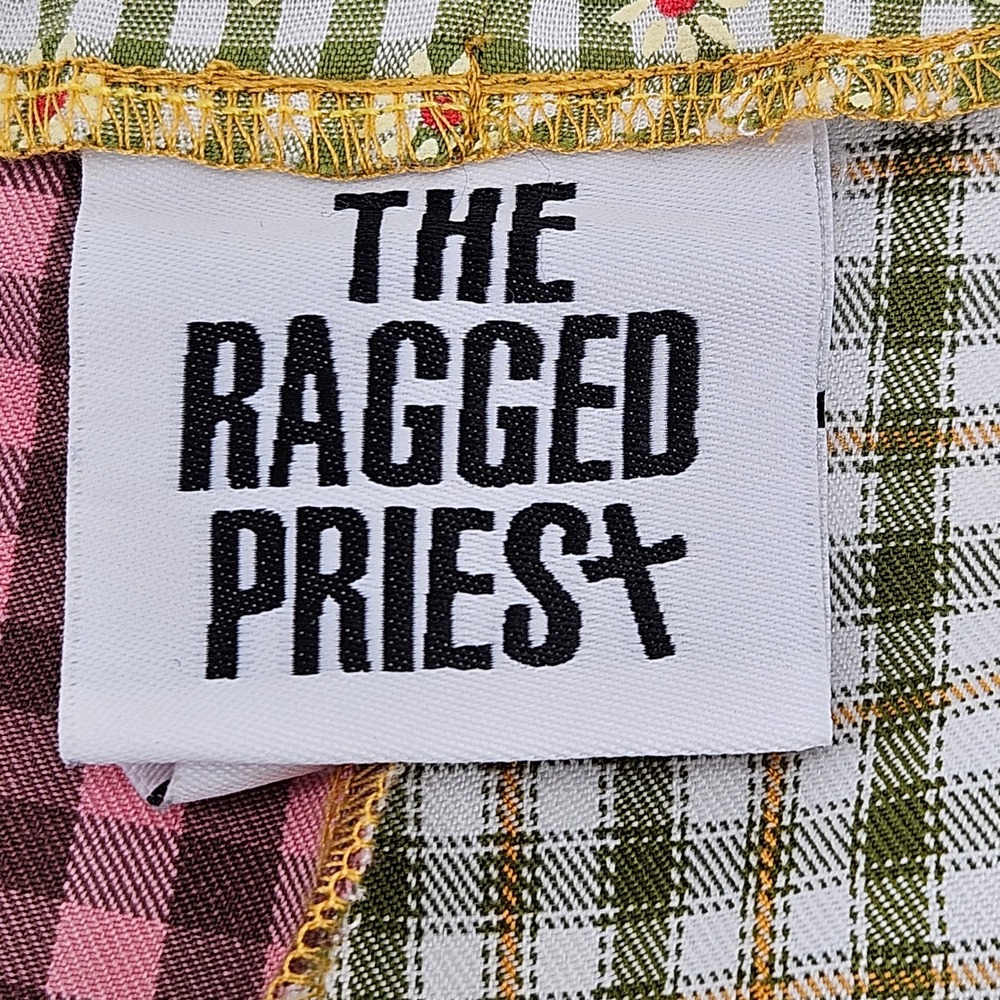The Ragged Priest Patchwork Flare Pants Festival Boho Daisy Gingham Sz 12 Hippie - Picture 3 of 10